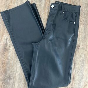 Zara Black Straight Leg Leather Pants